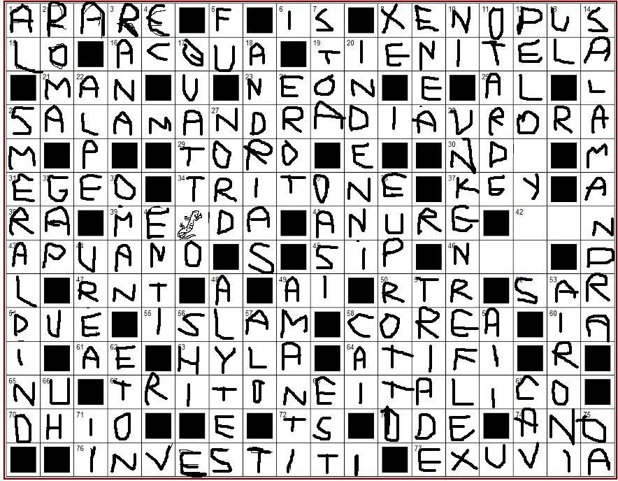 Il cruciverba degli Anfibi.